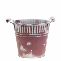 Article Seau en tôle violet blanc lavé Ø15cm H14,5cm 1 pièce
