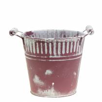 Article Seau en tôle violet blanc lavé Ø16cm H15cm 1 pièce