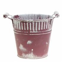 Article Seau en tôle violet blanc lavé Ø19cm H17cm 1 pièce