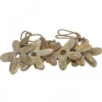 Article Fleur en bois avec motif, printemps, pendentif en bois nature, blanc H10cm 6pcs