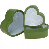 Coffret Fleur Coeur Flowerbox Vert 24/21.5/19cm Lot de 3