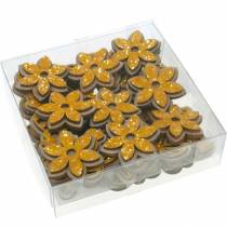 Article Fleurs et abeilles à disperser décoration en bois orange printemps 36 pcs