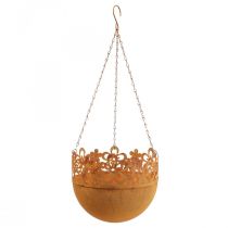 Panier suspendu métal décoration rouille décoration à suspendre Ø20cm H16cm