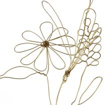 Article Guirlande de fleurs cintre décoratif en métal motif doré prairie 110cm