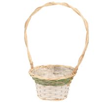Article Panier à fleurs avec anses Naturel Vert Gris Blanc Ø18–26cm Lot de 3