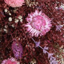 Article Couronne de fleurs séchées Ø25cm Rouge vin et Rose