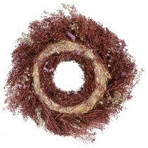 Article Couronne de fleurs séchées Ø25cm Rouge vin et Rose