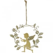 Article Couronne d'ange, décoration de Noël, ange à accrocher, pendentif métal Doré H14cm L15.5