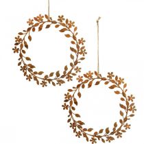 Article Couronne de fleurs décoration en métal aspect rouille décoration printanière Ø20cm 3 pcs