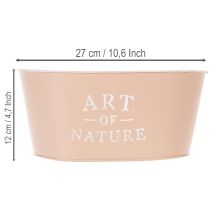 Article Coupe ovale en zinc, rose antique, pot de fleurs, 27 × 18 cm, H 12,5 cm