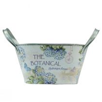 Article Bol à fleurs avec anses hortensias ovales en métal 32×15×15cm