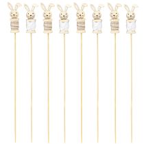 Article Bâton de fleur en bois de lapin naturel, marron, blanc L32cm 8 pcs