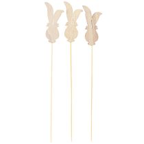 Article Piquets à fleurs Tête de lapin en bois Déco sur bâton 11cm 12pcs