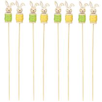 Article Piquets de fleurs Lapin de Pâques  Bois Vert Jaune 32cm 8pcs