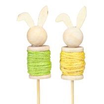 Article Piquets de fleurs Lapin de Pâques Bois Vert Jaune 32cm 8pcs