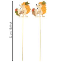 Article Bouchon de fleur hérisson avec enfant décoration d'automne bois 8,5cm 8 pcs