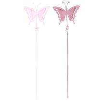 Article Bouchon fleur papillon métal rose L24cm 12 pcs