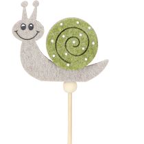 Article Pique de jardin déco escargot Bois Feutre Vert 6,5cm 12pcs