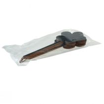 Article Tuteurs à fleurs, mini plaques en bois noir Ø10cm, lot de 6, décoration