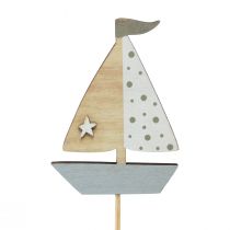 Article Bouchon fleur bateau voilier décoration bois coloré 5,5x8cm 12 pcs