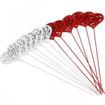 Article Bouchon fleur coeur rouge, blanc Bouchon décoratif Saint Valentin 7cm 12pcs