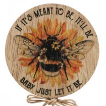 Bouchon fleur Bouchon décoratif abeille en bois avec dicton 7x27,5cm 12 pièces
