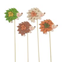 Bouchon à fleurs en bois décoration hérisson marron vert 8×6cm 12pcs