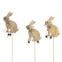 Article Bouchon à fleurs en bois décoration lapin de Pâques 8cm x 6cm 12 pcs