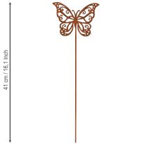 Article Lot de 3 décorations en métal effet rouille papillon pour fleurs, 10×7 cm