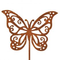 Article Bouchon de fleur en métal rouille décoration papillon 10 × 7 cm 3 pièces