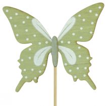 Article Bouchon fleur papillon bois avec plume 8x7cm 12pcs