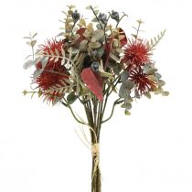 Bouquet fleurs artificielles eucalyptus chardon décoration florale 36cm