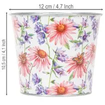 Article Cache-pot en métal à motif floral Ø12cm H10,5cm