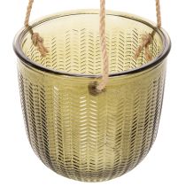 Article Pot de fleurs/lanterne suspendue en verre, violet/vert, 14 cm, lot de 2