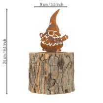 Article Pot de fleurs en bois écorce jardinière gnome rouille H24cm