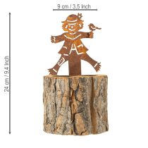 Article Pot de fleurs en bois épouvantail rouille H24,5cm