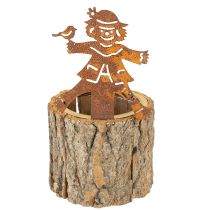 Article Pot de fleurs en bois épouvantail rouille H24,5cm