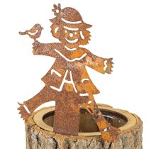Article Pot de fleurs en bois épouvantail rouille H24,5cm