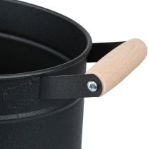 Article Pot de fleur métal manche ovale noir naturel 34x19,5x15cm