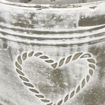 Article Cache-pot en métal style Shabby Chic avec motif cœur, 17,5 cm
