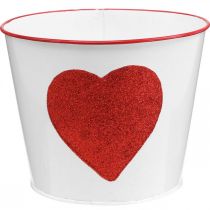 Article Cache-pot blanc avec coeur dans cache-pot rouge Ø18cm H13.5cm