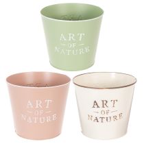 Article Set de 3 cache-pots ronds vintage en métal 17 cm pastel