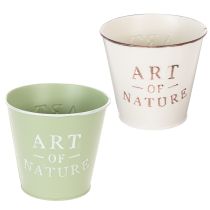 Article Pot de fleurs Art of Nature avec inscription, décoration pour rebord de fenêtre et salon, 15 cm, lot de 2