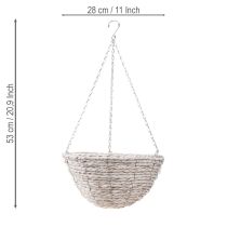 Article Set de 2 suspensions pot de fleurs en paille blanche Ø28cm H15cm