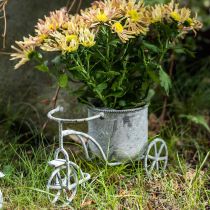 Pot de fleur vélo métal vintage blanchi à la chaux 24×13×14cm