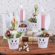 Cache-pot lapin cache-pot métal blanc décoration Pâques Ø8cm H20.5cm 4pcs