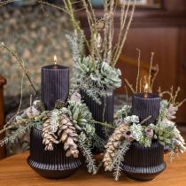 Cache-pot céramique jardinière rainures noir Ø14.5cm H12.5cm