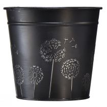 Article Pot de fleur jardinière noir argent métal Ø12,5cm H11,5cm