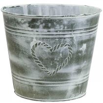 Article Cache-pot shabby chic jardinière métal coeur Ø22cm H17.5cm