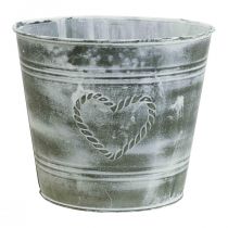 Article Pot de fleurs Shabby Chic jardinière métal coeur Ø17,5cm H15,5cm